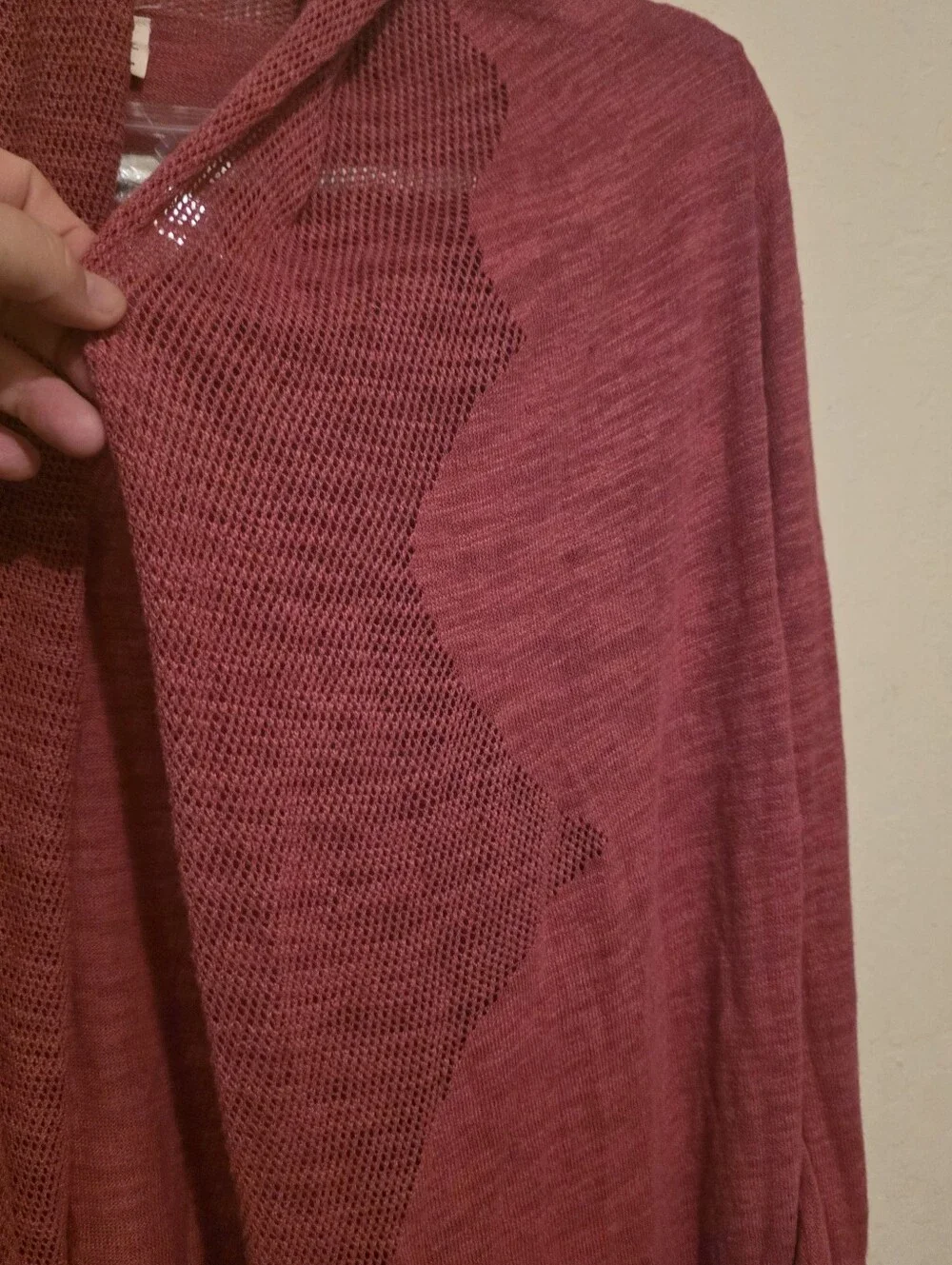 Moth Women’s Pink Open-Front Knit Cardigan Sweater with Draped Pockets Size XL